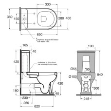 Бачок для унитаза Azzurra Charme CHA400/MBLbi