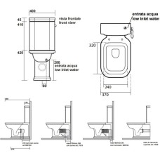 Бачок для унитаза с боковым отверстием для ручки смыва Kerasan Waldorf 417901bi