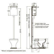 Бачок высокий для унитаза Azzurra Charme CHA400/С bi