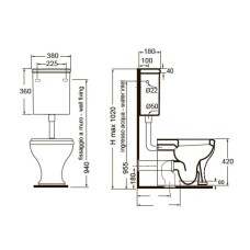 Бачок низкий для унитаза Azzurra Charme CHA400/Zbi