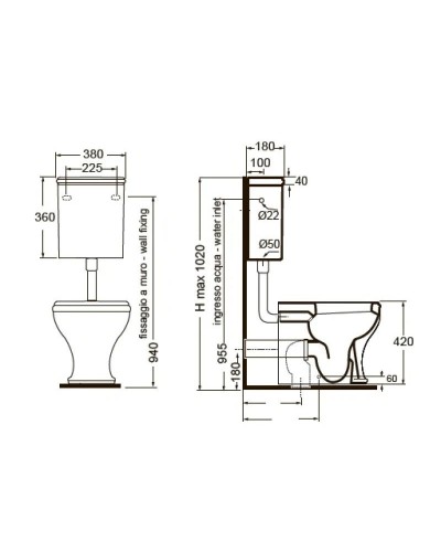 Бачок низкий для унитаза Azzurra Charme CHA400/Zbi