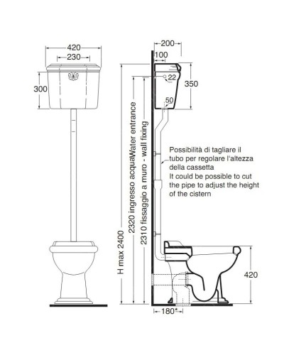 Бачок высокий для унитаза Azzurra Jubilaeum JUB400/C bi