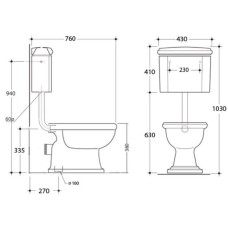 Бачок средний для унитаза Tiffany World Bristol TWBR22bi