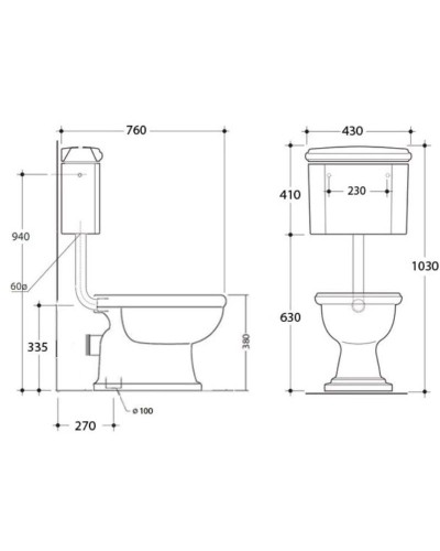 Бачок средний для унитаза Tiffany World Bristol TWBR22bi