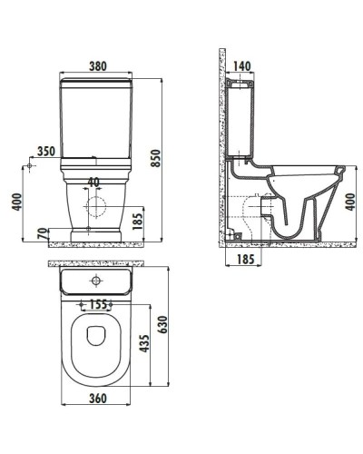 Бачок для унитаза Creavit Antik AN410-00CB00E-0000