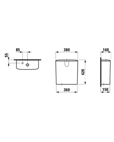 Бачок для унитаза, подвод воды снизу слева Laufen Palace 8.2870.3.000.873.1