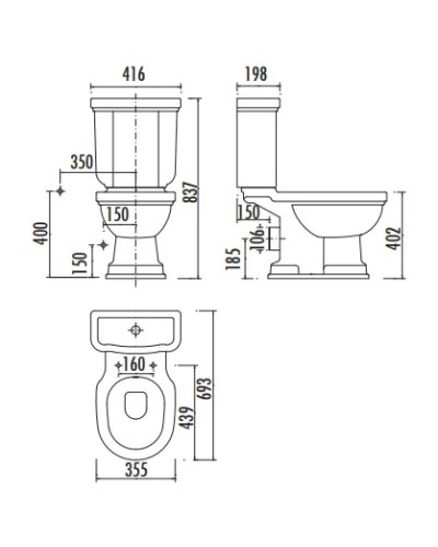 Бачок для унитаза Creavit Klasik KL410-00CB00E-0000