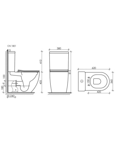 Бачок для унитаза Ceramica Nova Mia CN1801-T