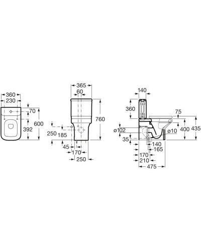 Бачок 4,5/3л без крышки (моноблок) Roca Dama 341784000