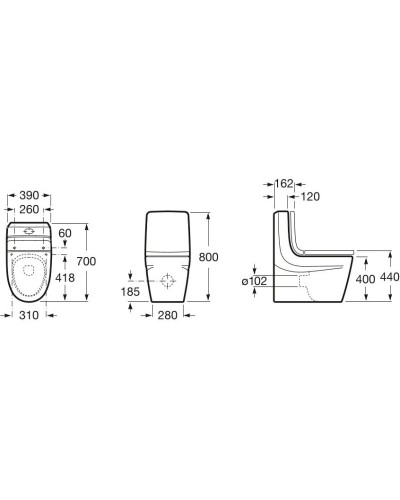 Бачок с двойным сливом 6/3л Roca Khroma 341650000