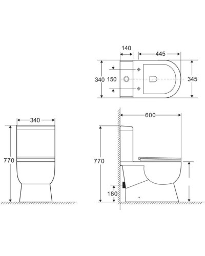 Бачок для унитаза 3/4,5 л BelBagno Ricco BB275T