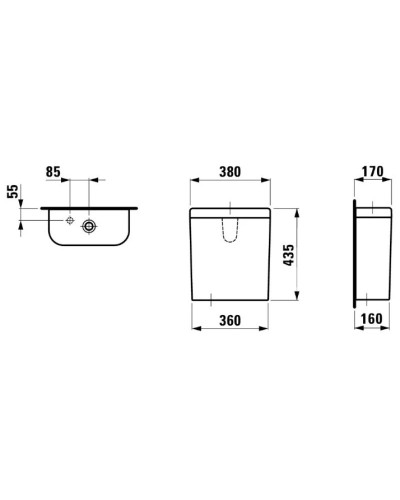 Бачок для унитаза, подвод воды нижний Laufen LB3 8.2868.3.000.291.1