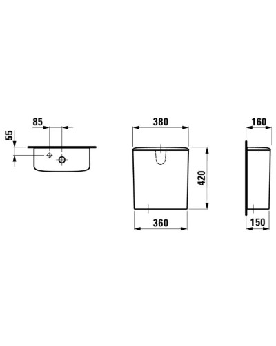 Бачок для унитаза подвод воды нижний слева Laufen Palace 8.2870.3.000.291.1
