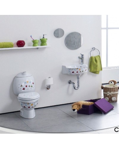 Унитаз компакт Creavit Cocuk CK300-11CB00E-FF00 Белый с декором без сиденья без бачка