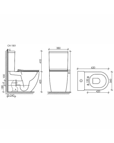Унитаз компакт Ceramica Nova Mia Rimless CN1801-B без бачка и с сиденьем Микролифт