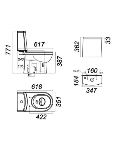 Унитаз-компакт с сиденьем дюропласт Sanita Luxe Next NXTSLCC01020622