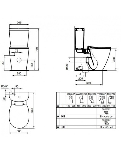 Унитаз компакт Ideal Standard Connect E039701 без бачка и сиденья