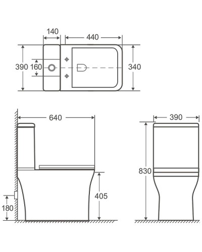 Унитаз компакт Aquanet Cube 2-C Rimless 240208 без бачка с сиденьем Микролифт