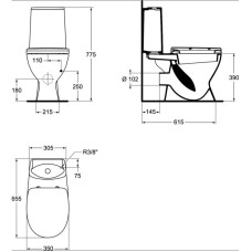 Унитаз-компакт с сидением и крышкой стандарт Ideal Standard Oceane Junior Scandinavian W909501