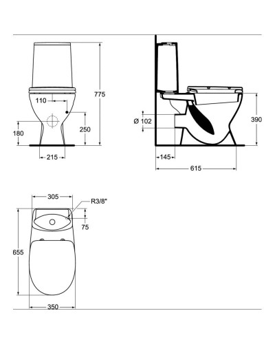Унитаз-компакт с сидением и крышкой стандарт Ideal Standard Oceane Junior Scandinavian W909501