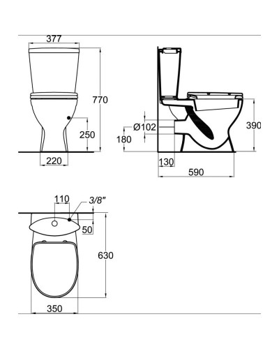Унитаз-компакт с сидением и крышкой дюропласт стандарт Ideal Standard Oceane Junior W904401