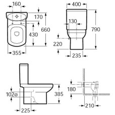 Унитаз компакт Roca Dama Senso 342517000 без бачка и сиденья