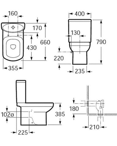 Унитаз компакт Roca Dama Senso 342517000 без бачка и сиденья