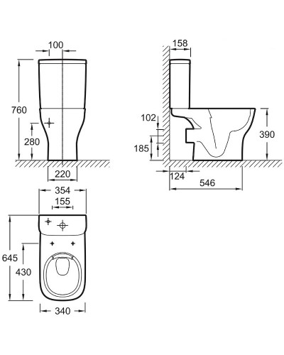 Унитаз компакт Jacob Delafon Struktura UJAJ102-WTE без бачка и сиденья