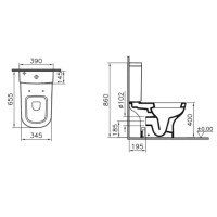 Унитаз-компакт с сиденьем стандарт и с механизмом смыва Geberit Vitra D-Light 9014B003-7206