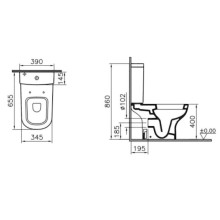 Унитаз-компакт с сиденьем стандарт и с механизмом смыва Geberit Vitra D-Light 9014B003-7206