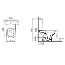 Унитаз-компакт с сиденьем микролифт и с механизмом смыва Geberit Vitra D-Light 9014B003-7207