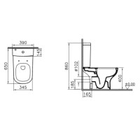 Унитаз-компакт безободковый с сиденьем стандарт и с механизмом смыва Geberit Vitra D-Light 9014B003-7208