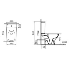 Унитаз-компакт безободковый с сиденьем стандарт и с механизмом смыва Geberit Vitra D-Light 9014B003-7208