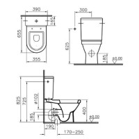 Унитаз-компакт с функцией биде с сиденьем микролифт и с механизмом смыва Geberit Vitra S50 9736B003-7203