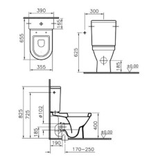 Унитаз-компакт с функцией биде с сиденьем микролифт и с механизмом смыва Geberit Vitra S50 9736B003-7203