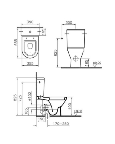 Унитаз-компакт с функцией биде с сиденьем микролифт и с механизмом смыва Geberit Vitra S50 9736B003-7203