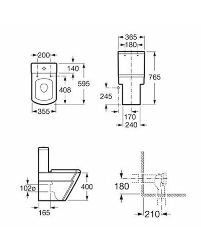 Унитаз компакт Roca Hall 342629000 без бачка и сиденья