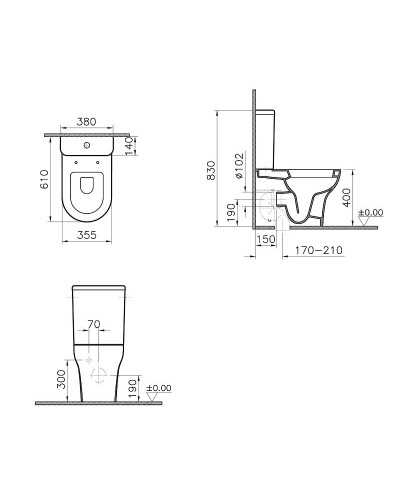 Унитаз биде Vitra Zentrum 9012B003-7226 с бачком и сиденьем Микролифт