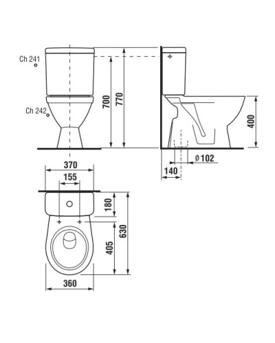 Унитаз-компакт с вертикальным выпуском Jika Lyra Plus 8263870002421