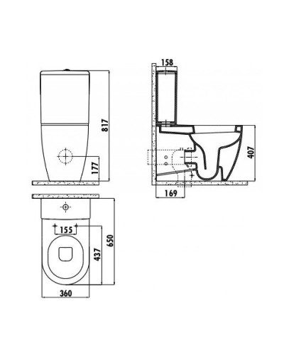 Унитаз биде Creavit Free FE360-00CB00E-0000 Белый без бачка и сиденья