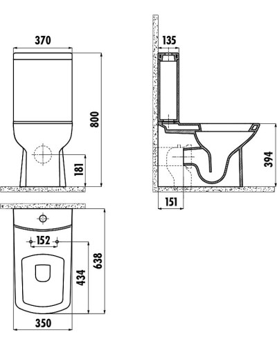 Унитаз биде Creavit Lara LR360-34CB00E-0001 Белый без бачка и сиденья