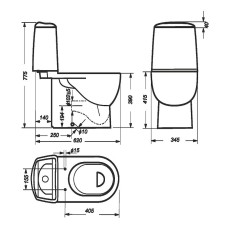 Унитаз-компакт Sanita Luxe Best Color Green SL DM BSTSLCC09130522 с бачком и сиденьем Микролифт
