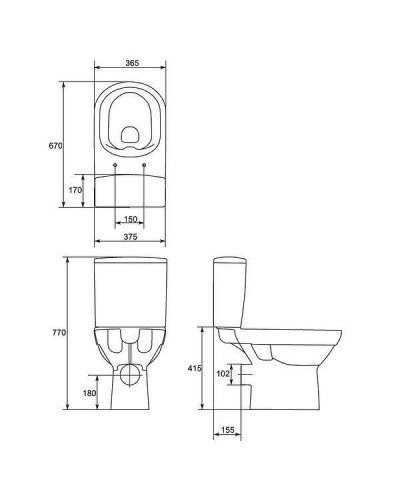 Унитаз компакт Cersanit Colour S-MK-COL011-Con без бачка и сиденья