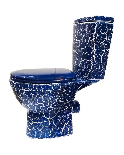 Унитаз компакт Rosa Рио 4630055550487 Синий кракелюр с бачком и сиденьем