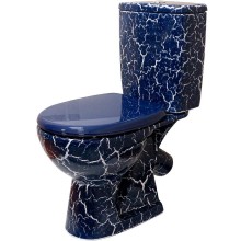 Унитаз компакт Rosa Уют 4610119200015 Синий кракелюр с бачком и сиденьем