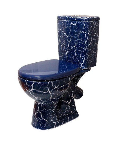 Унитаз компакт Rosa Уют 4610119200015 Синий кракелюр с бачком и сиденьем