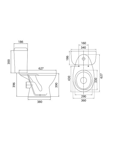 Унитаз компакт Santeri Pro 1.P215.5.S00.00B.F с бачком и сиденьем
