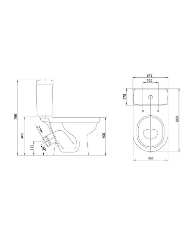 Унитаз компакт Santeri Визит 1.P405.3.S00.00B.F с бачком и сиденьем