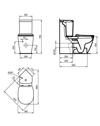 Унитаз компакт Ideal Standard Connect E803601 без бачка и сиденья