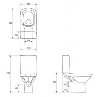 Унитаз-компакт безободковый с сиденьем микролифт Cersanit Carina KO-CAR011-3/5-COn-DL